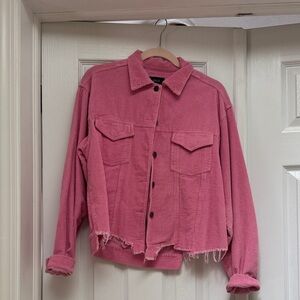 Vici Pink Corduroy Jean Jacket